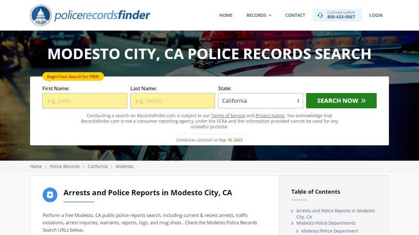 Modesto, Stanislaus County, CA Police Reports & Police Department Records