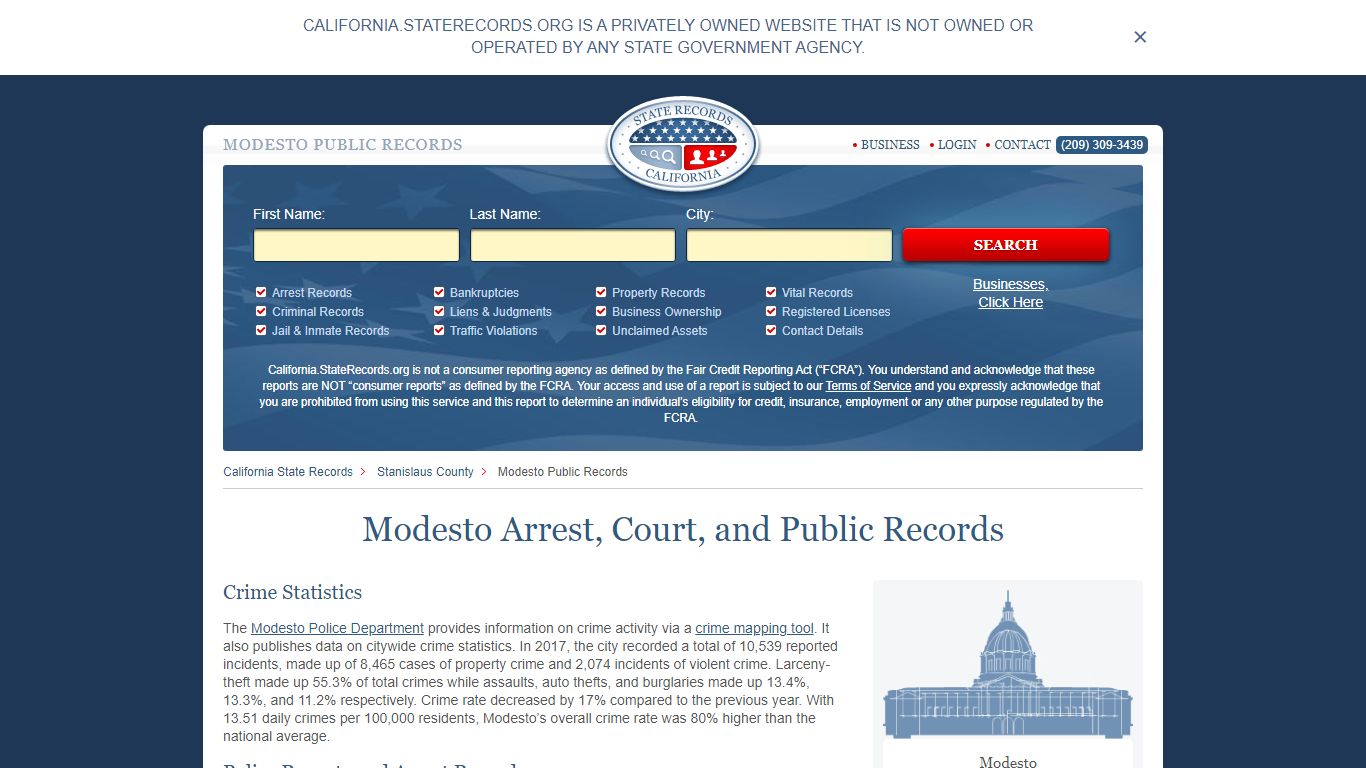 Modesto Arrest and Public Records | California.StateRecords.org